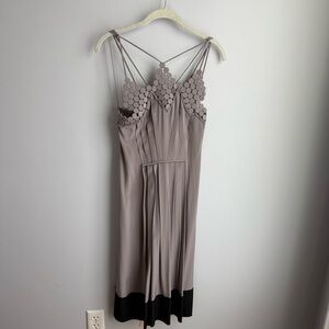 MaxAzria Silk Gray and Black Sleeveless Dress